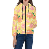 Grapefruit yellow background Women's Padded Hooded Jacket
