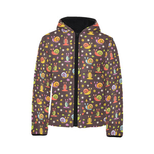 Snail Pattern Print Design 02 Kids' Boys' Girls' Padded Hooded Jacket