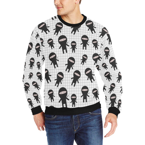 Ninja pattern plaid background Men's Crew Neck Sweatshirt