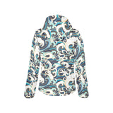 Japanese wave pattern Women's Padded Hooded Jacket