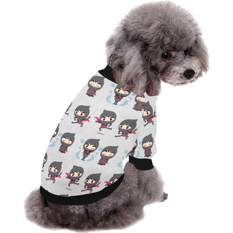 Cute ninja pattern All Over Print Pet Dog Round Neck Fuzzy Shirt