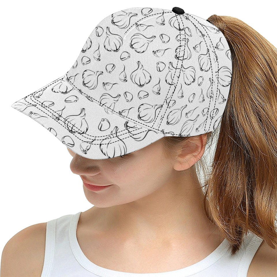 Garlic pattern black white All Over Print Snapback Cap