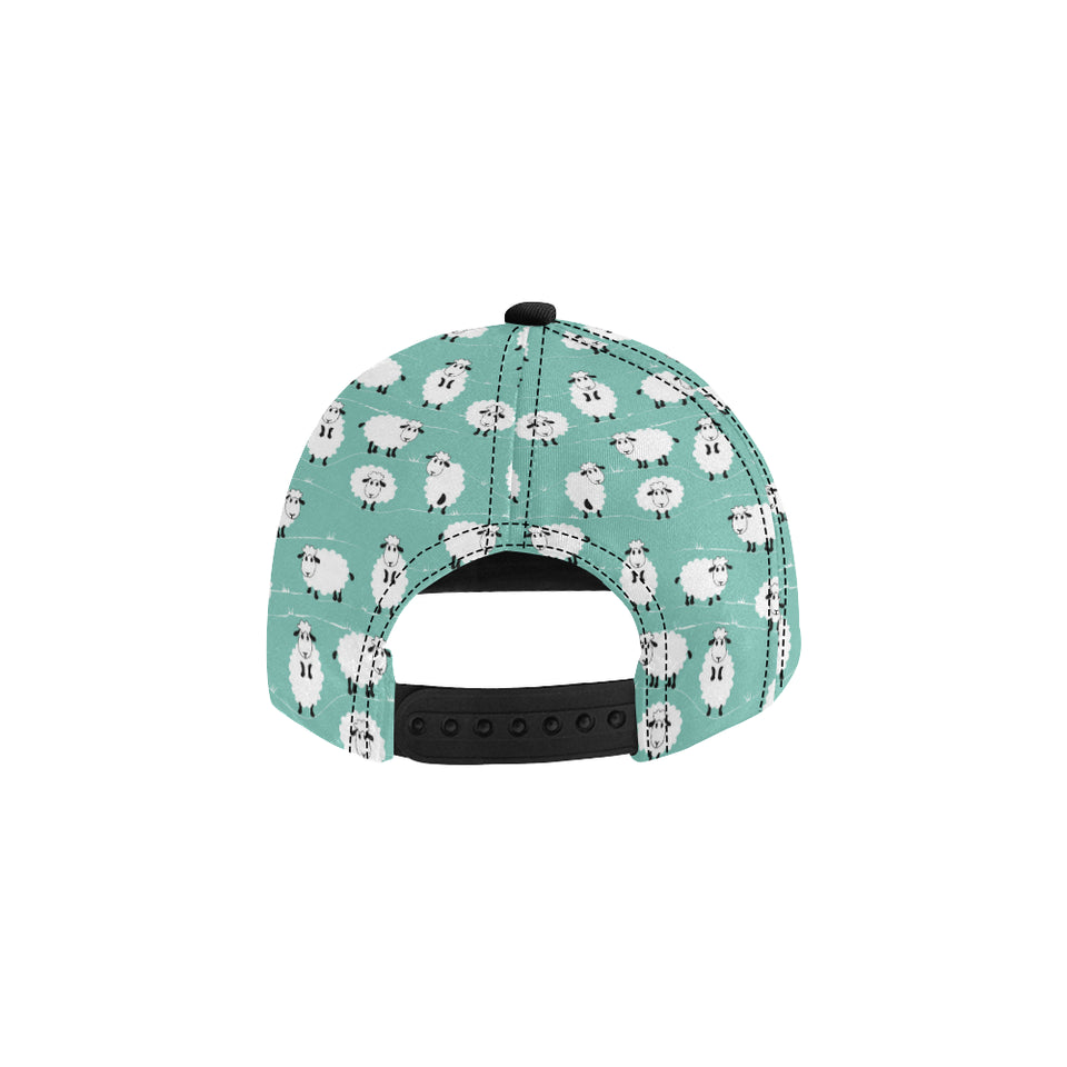 Cute sheep green background All Over Print Snapback Cap