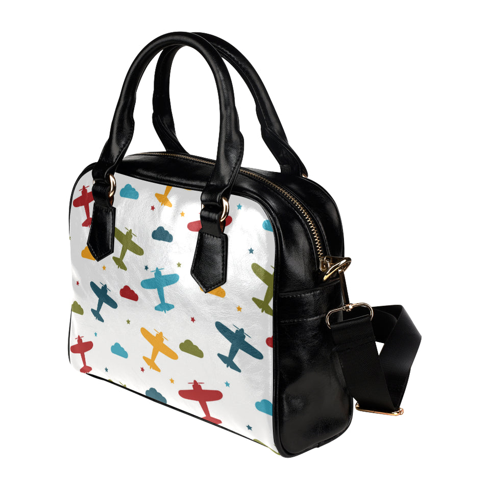 Airplane star cloud colorful Shoulder Handbag