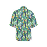 Colorful parrot exotic flower leaves Women's All Over Print Hawaiian Shirt