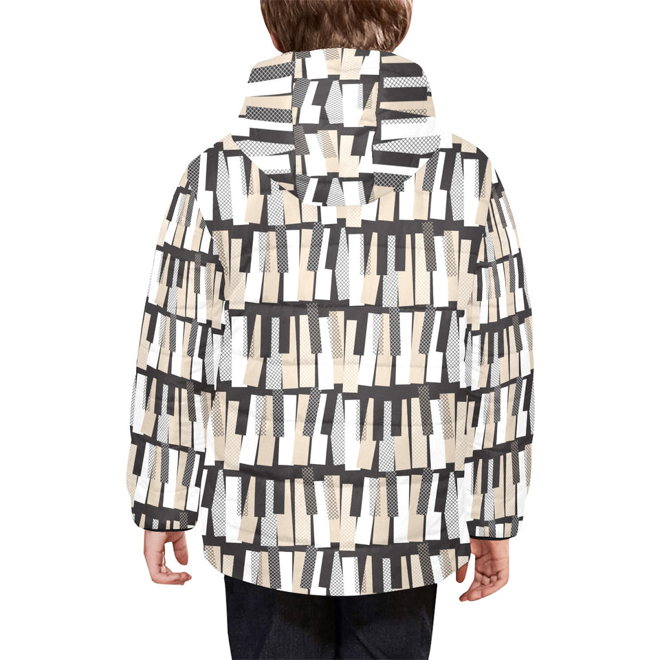 Piano Pattern Print Design 04 Kids' Boys' Girls' Padded Hooded Jacket