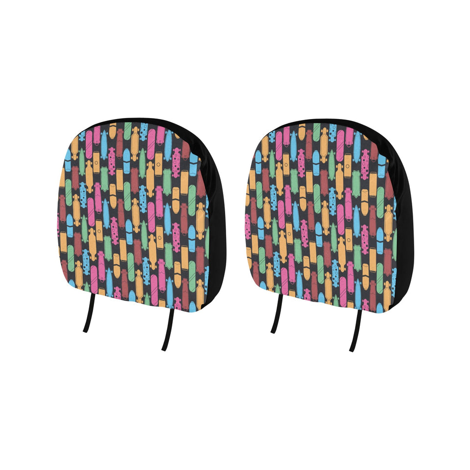 Skate Board Pattern Print Design 02 Car Headrest Cover