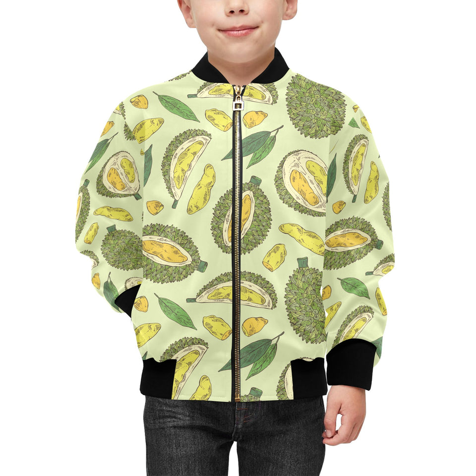 Durian leaves pattern background Kids' Boys' Girls' Bomber Jacket