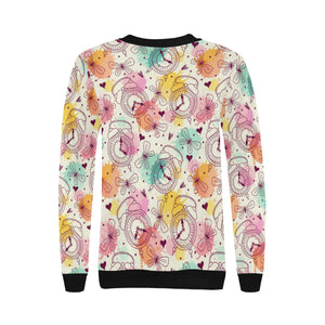 Clock butterfly pattern Women's Crew Neck Sweatshirt