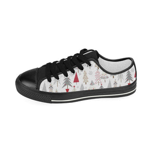 Cute Christmas tree pattern Kids' Boys' Girls' Low Top Canvas Shoes Black