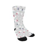 Airplane cloud grey background Crew Socks