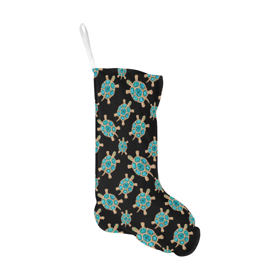 Sea turtle blue stone pattern Christmas Stocking