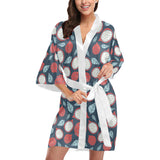dragon fruits dark blue background Women's Short Kimono Robe