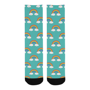 Rainbow pattern green background Crew Socks