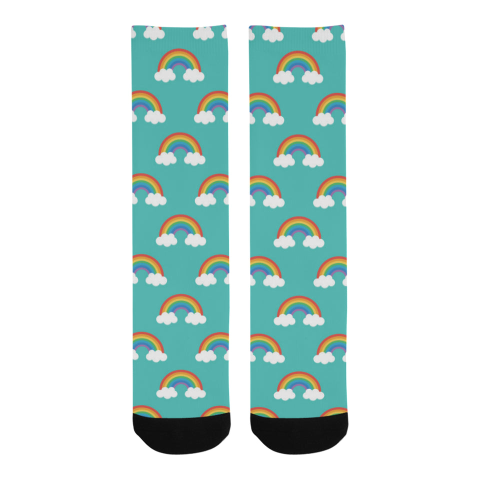 Rainbow pattern green background Crew Socks