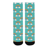 Rainbow pattern green background Crew Socks