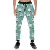 Cute sheep green background Unisex Casual Sweatpants