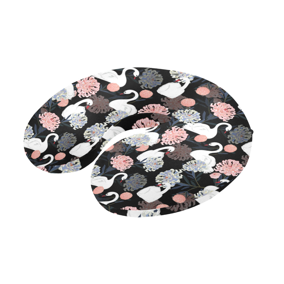white swan blooming flower pattern U-Shaped Travel Neck Pillow