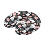 white swan blooming flower pattern U-Shaped Travel Neck Pillow