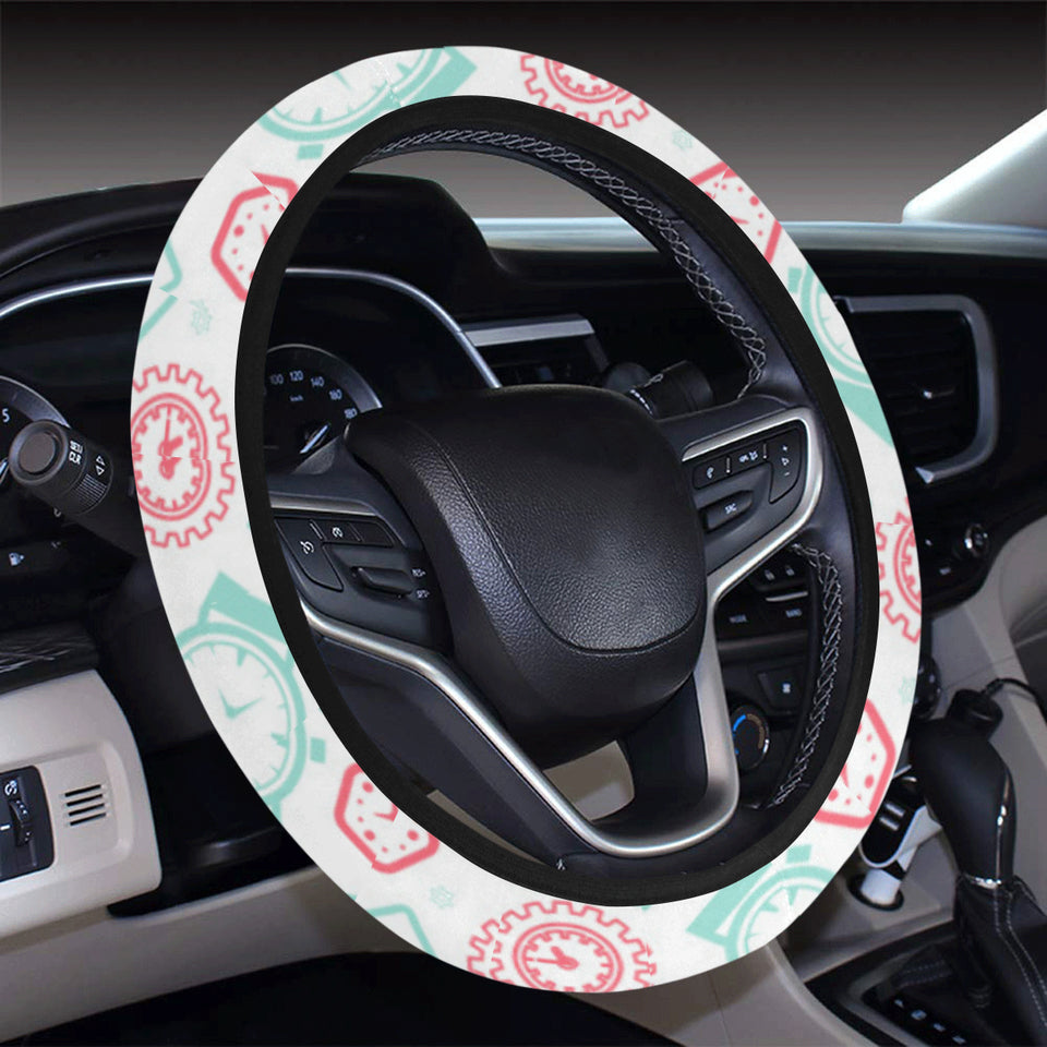 Clock time pattern blackground Car Steering Wheel Cover
