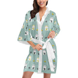 Cute hamster cheese pattern Women's Short Kimono Robe