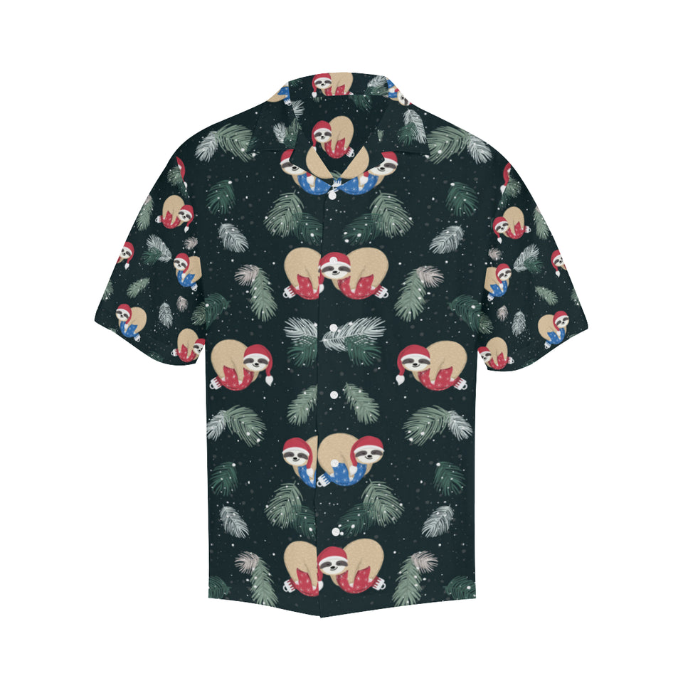 Cute sloths sleeping christmas ball santa hat patt Men's All Over Print Hawaiian Shirt