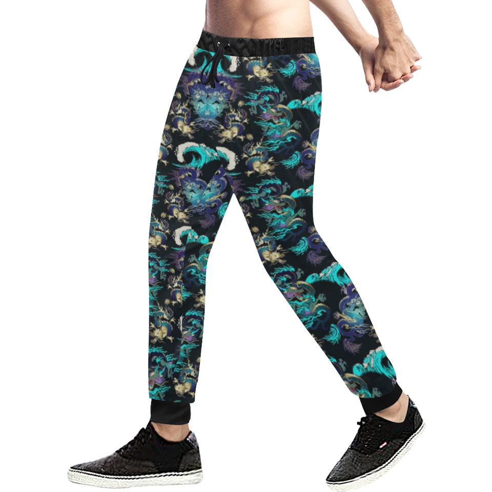 Dragon sea wave pattern Unisex Casual Sweatpants