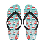 Red White sailboat wave background Unisex Flip Flops