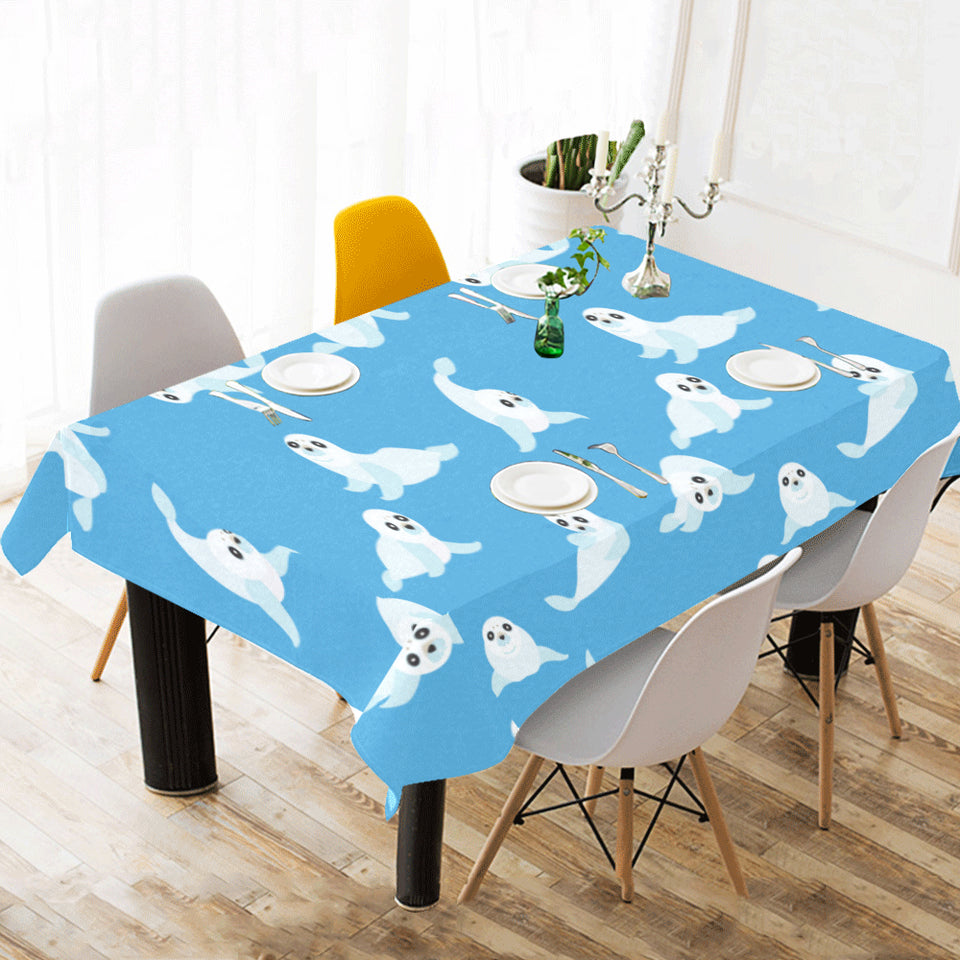 Cute sea lion seal pattern background Tablecloth