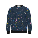 space pattern with planets, comets, constellations Men's Crew Neck Sweatshirt