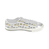Silhouettes of goat and tree pattern Women's Low Top Canvas Shoes White