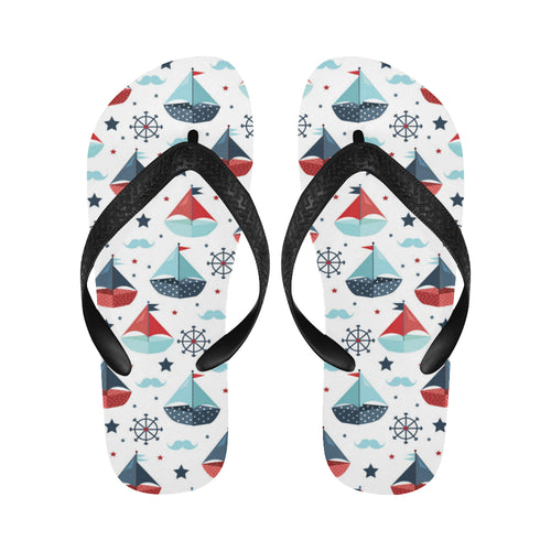Cute color paper sailboat pattern Unisex Flip Flops