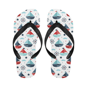Cute color paper sailboat pattern Unisex Flip Flops