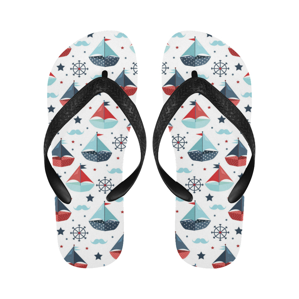 Cute color paper sailboat pattern Unisex Flip Flops