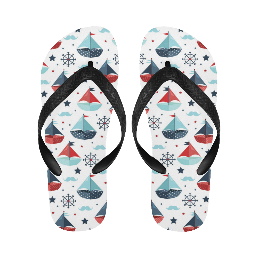 Cute color paper sailboat pattern Unisex Flip Flops