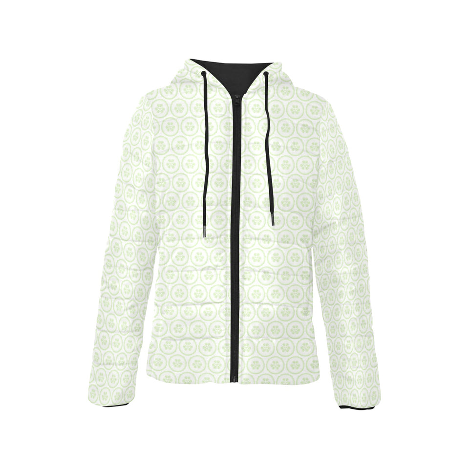 Cucumber pattern background Women's Padded Hooded Jacket