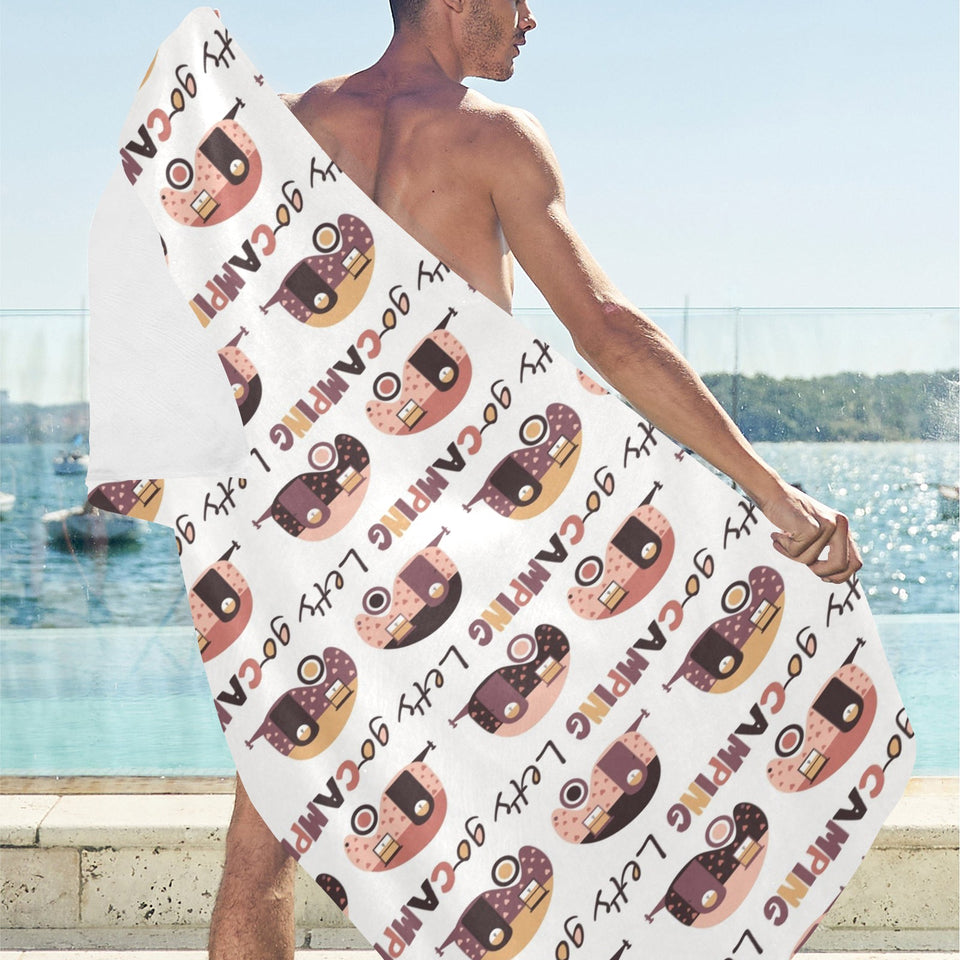 Camper Van Pattern Print Design 01 Beach Towel