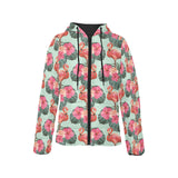 Beautiful flamingo tropical palm leaves hibiscus p Women's Padded Hooded Jacket