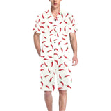 Chili peppers pattern Men's V-Neck Short Pajama Set