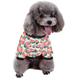 Beautiful flamingo tropical palm leaves hibiscus p All Over Print Pet Dog Round Neck Fuzzy Shirt