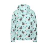 poodle dog green background Kids' Boys' Girls' Padded Hooded Jacket