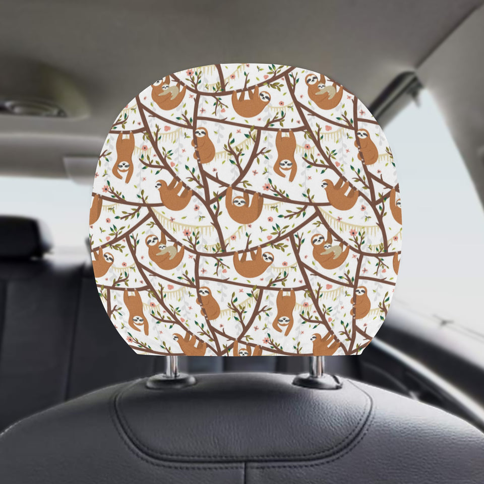 Sloths hanging on the tree pattern Car Headrest Cover