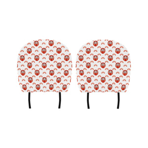 Daruma japanese wooden doll design pattern Car Headrest Cover