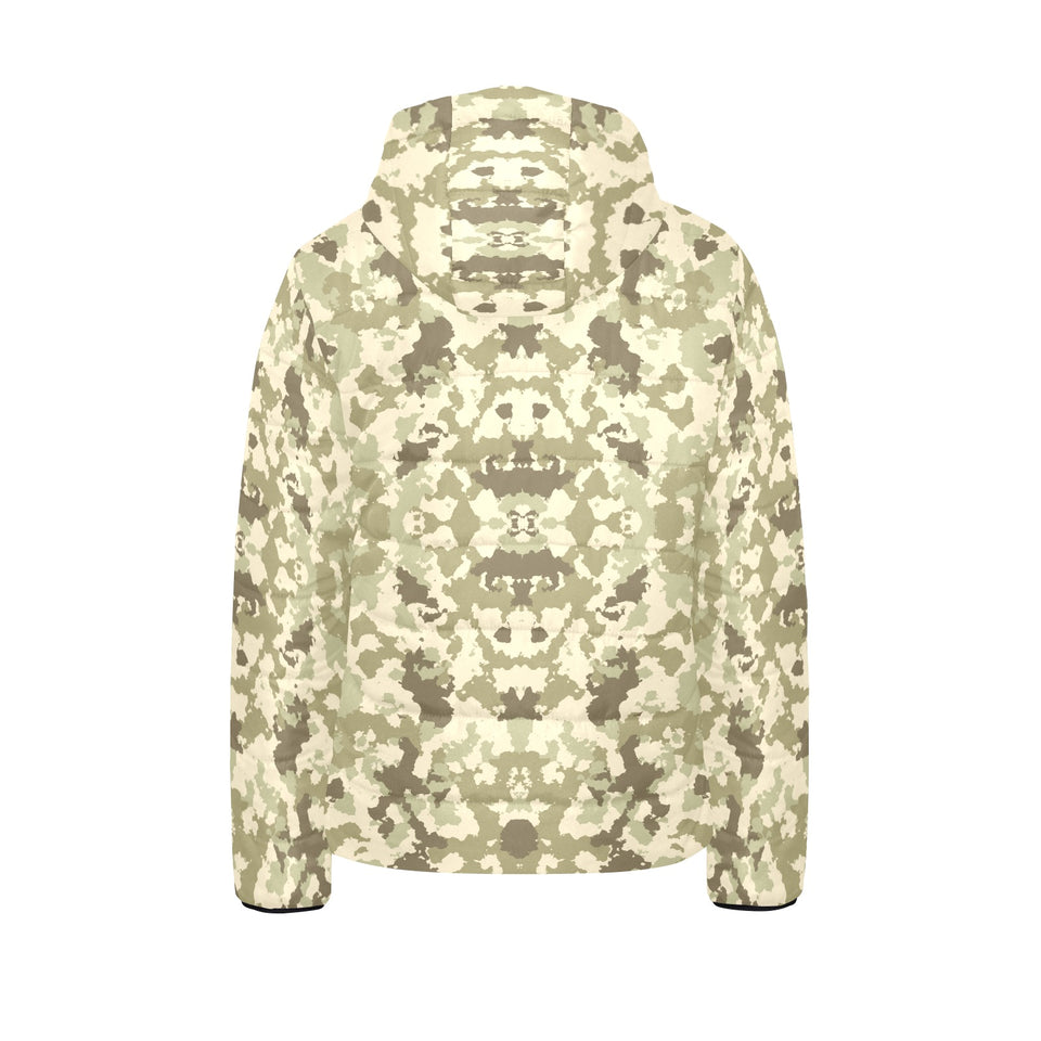 Light Green camouflage pattern Kids' Boys' Girls' Padded Hooded Jacket