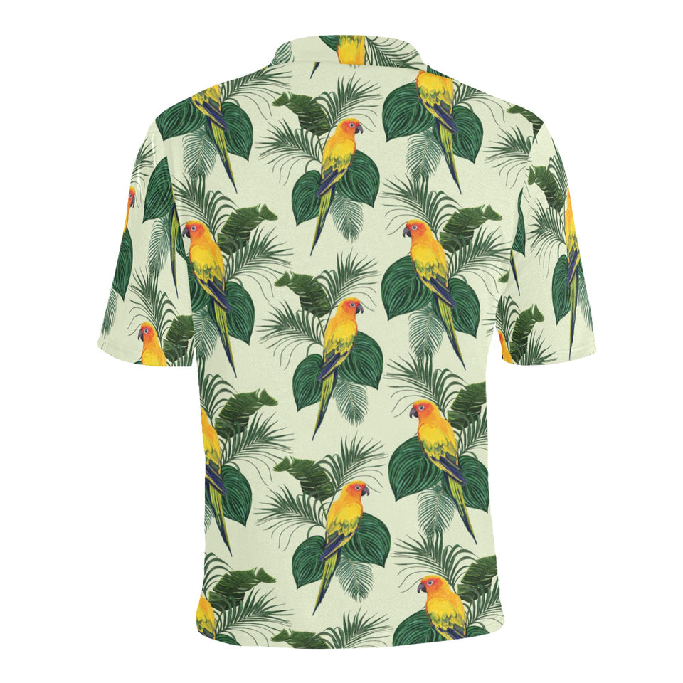 Beautiful parrot palm leaves pattern Men's All Over Print Polo Shirt