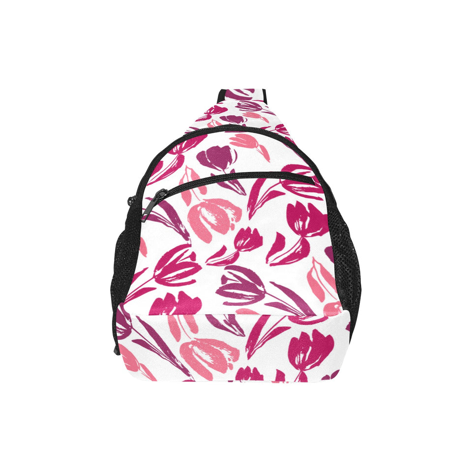 pink sketch tulip pattern All Over Print Chest Bag