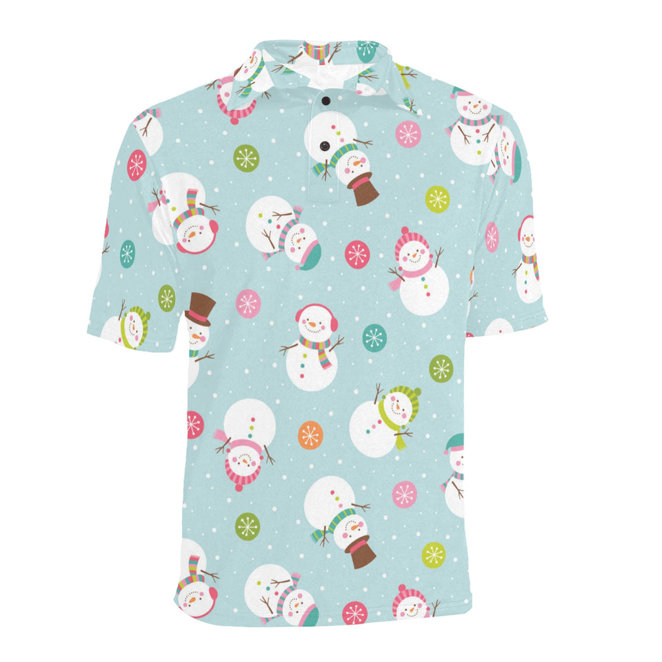Cute snowman snowflake pattern Men's All Over Print Polo Shirt