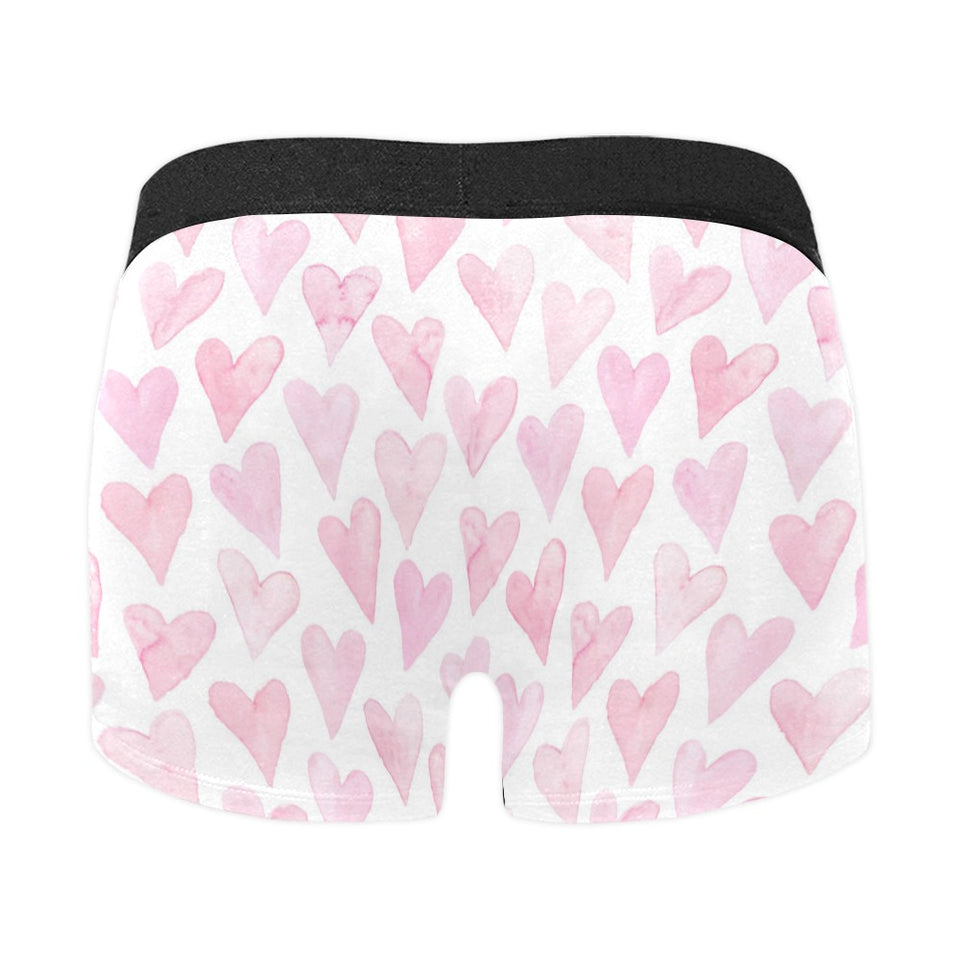 Watercolor pink heart pattern Men's All Over Print Boxer Briefs Men's Underwear