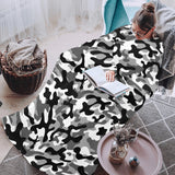 Black white camouflage pattern Blanket Robe with Sleeves