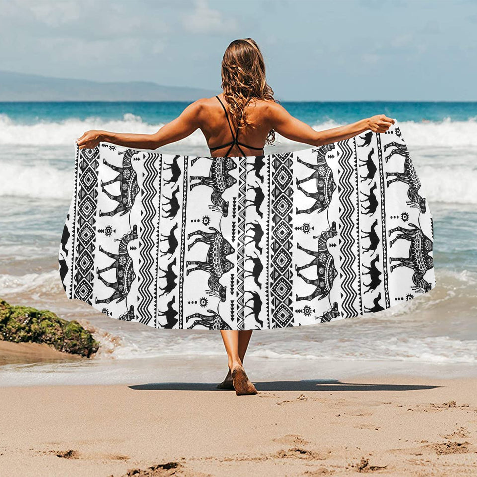 Camel polynesian tribal pattern Beach Towel